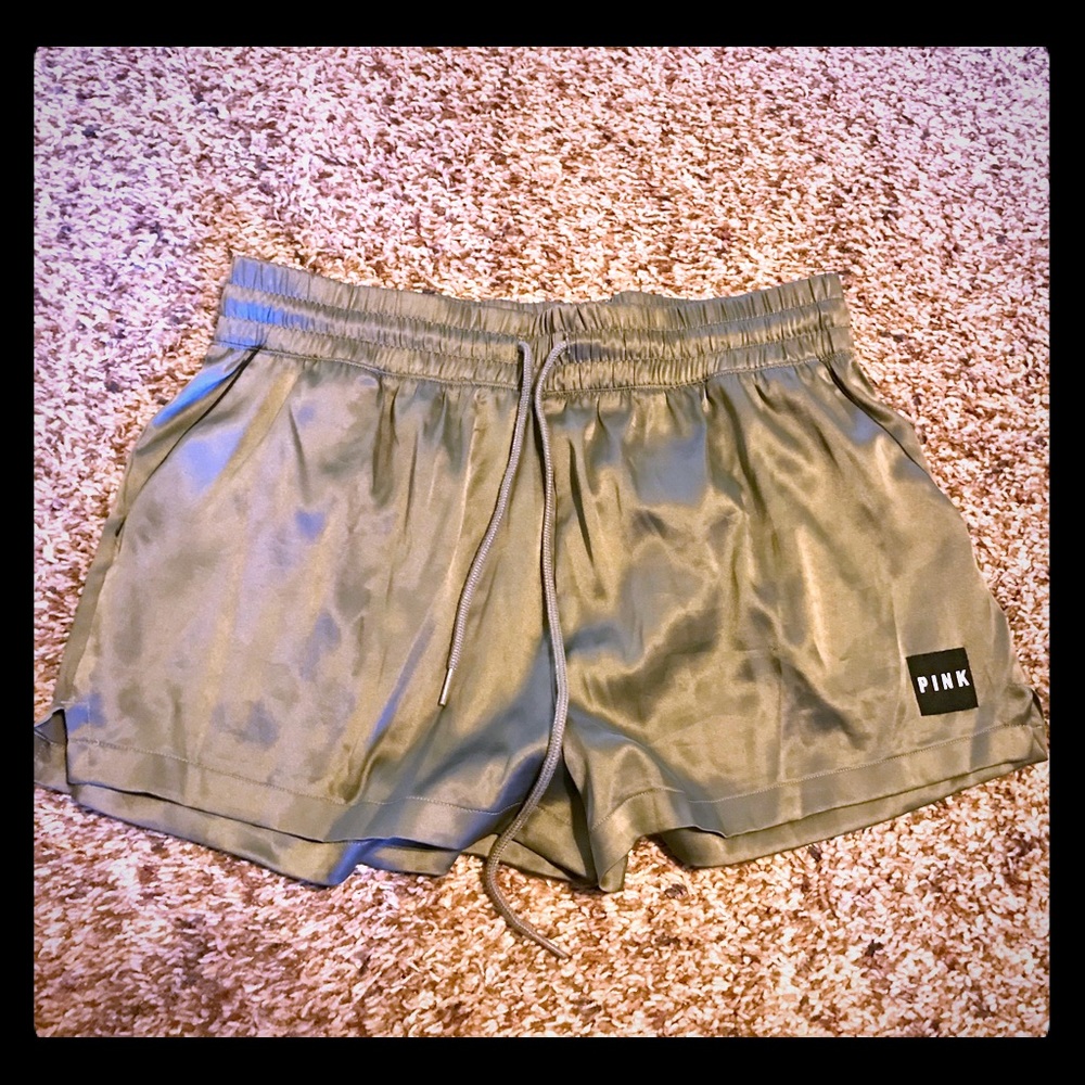 EUC VS PINK satin shale green shorts medium